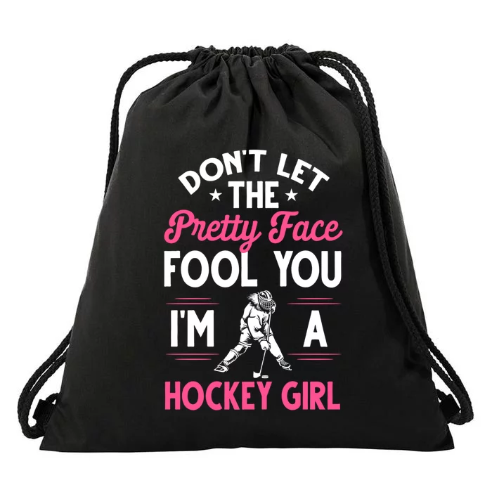 Funny Girl Hockey Gift For Women Ice Hockey Players Gift Drawstring Bag