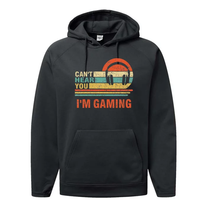 Funny Gamer Headset I CanT Hear You IM Gaming Gift Performance Fleece Hoodie