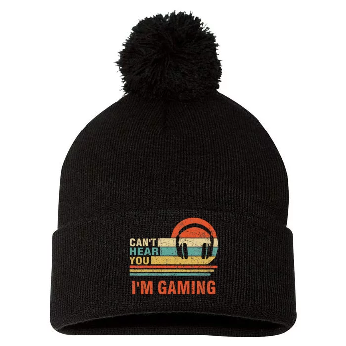 Funny Gamer Headset I CanT Hear You IM Gaming Gift Pom Pom 12in Knit Beanie