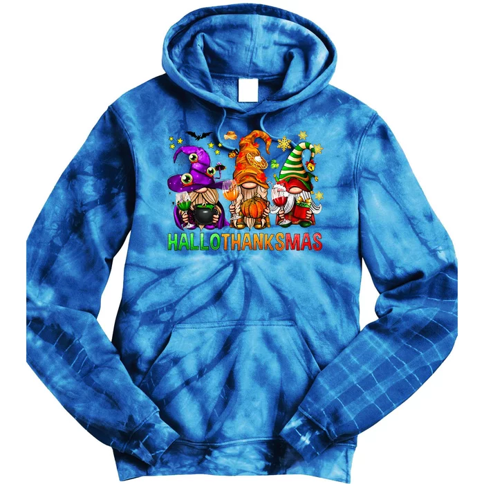 Festive Gnomies Hilarious Christmas Getaway Tie Dye Hoodie