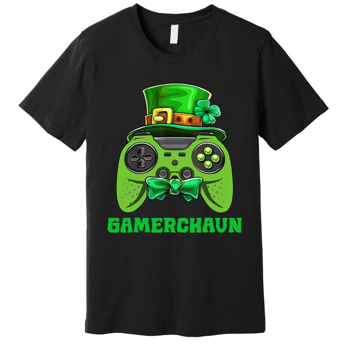 Funny Gamerchaun Irish Gamer Leprechaun St Patrick's Day Premium T-Shirt