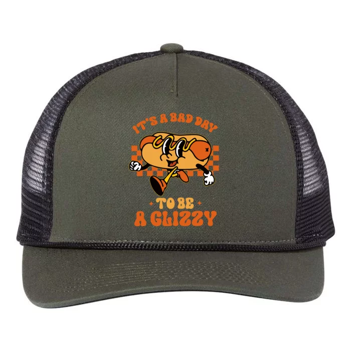 Funny Groovy ItS A Bad Day To Be A Glizzy Hot Dog Humor Retro Rope Trucker Hat Cap