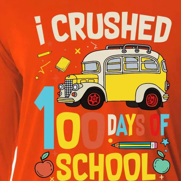 Funny Graphic I Crushed 100 Days Of School Teacher Gift Cooling Performance Long Sleeve Crew