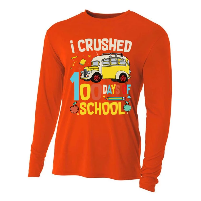 Funny Graphic I Crushed 100 Days Of School Teacher Gift Cooling Performance Long Sleeve Crew