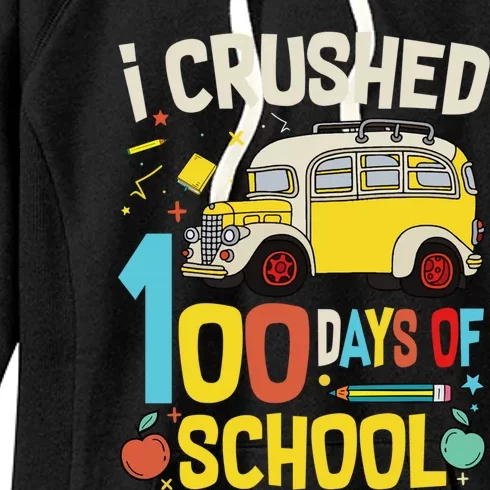 Funny Graphic I Crushed 100 Days Of School Teacher Gift Women's Fleece Hoodie