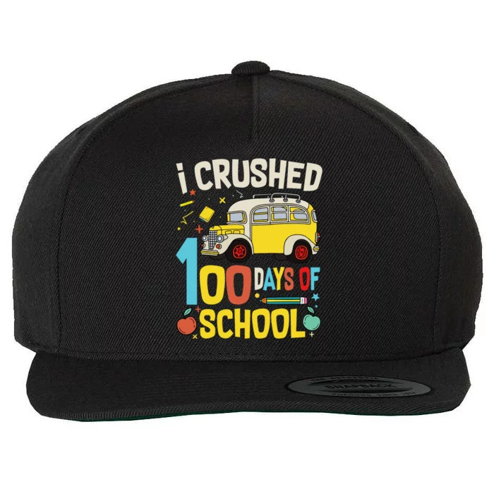 Funny Graphic I Crushed 100 Days Of School Teacher Gift Wool Snapback Cap