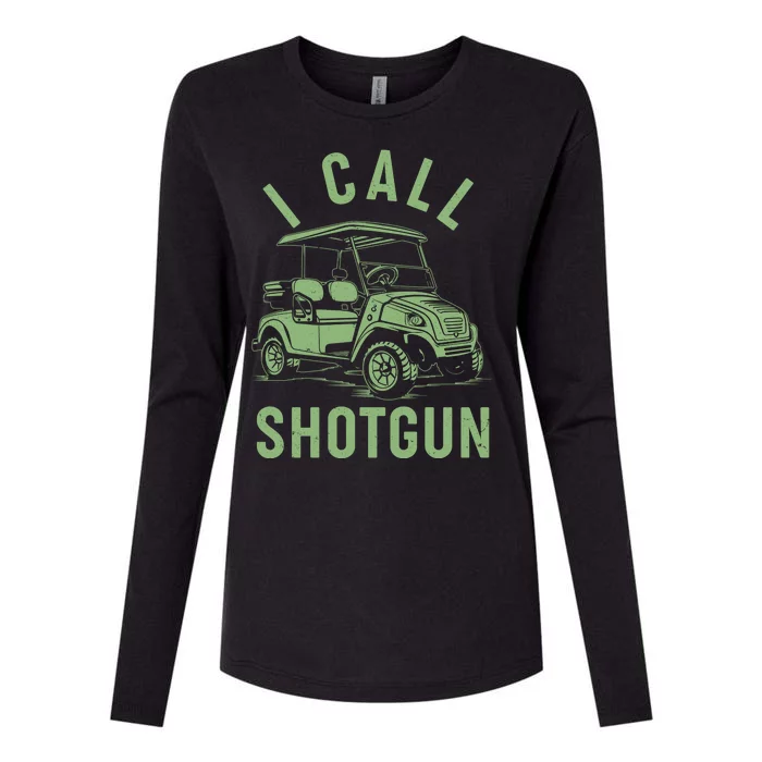 Funny Golfing I Call Shotgun Golf Cart Womens Cotton Relaxed Long Sleeve T-Shirt