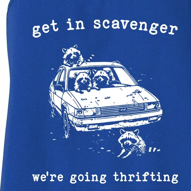 Funny Get In Scavanger We Are Going Thrifting Vintage Raccoon Women's Racerback Tank