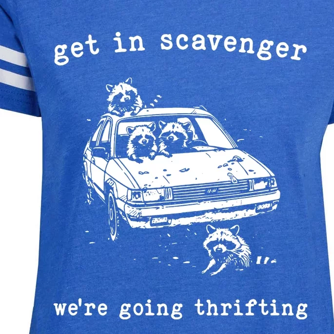 Funny Get In Scavanger We Are Going Thrifting Vintage Raccoon Enza Ladies Jersey Football T-Shirt