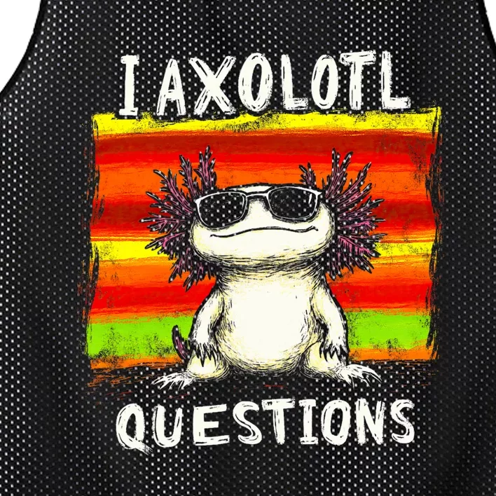 Funny Graphic I Axolotl Questions Mesh Reversible Basketball Jersey Tank