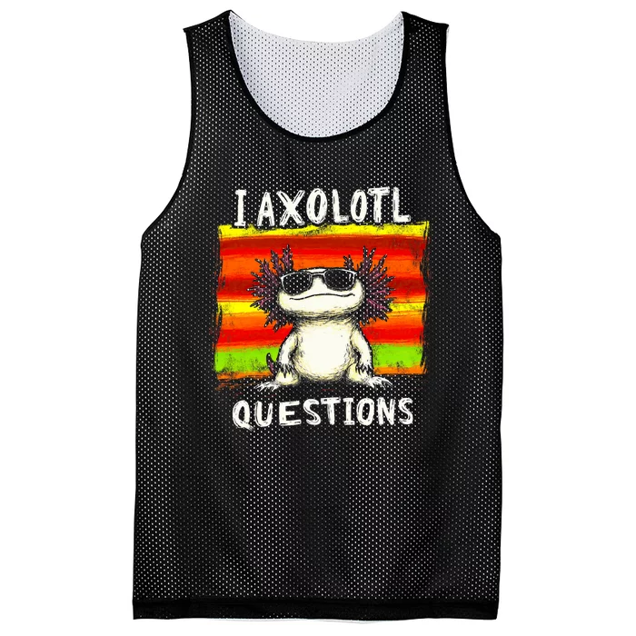 Funny Graphic I Axolotl Questions Mesh Reversible Basketball Jersey Tank