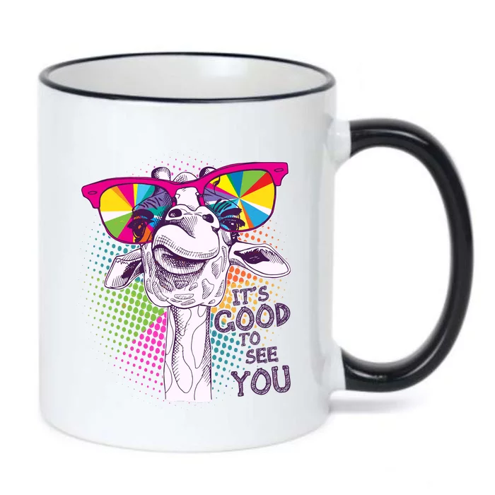 Funny Giraffe It's Good To See You Black Color Changing Mug