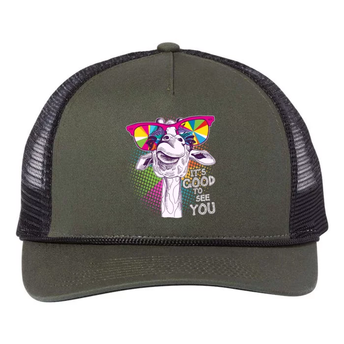 Funny Giraffe It's Good To See You Retro Rope Trucker Hat Cap