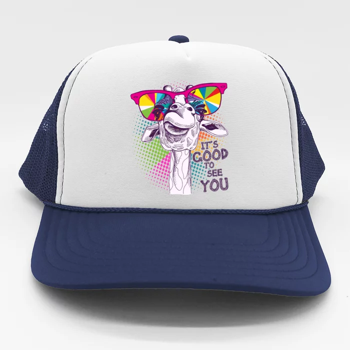 Funny Giraffe It's Good To See You Trucker Hat