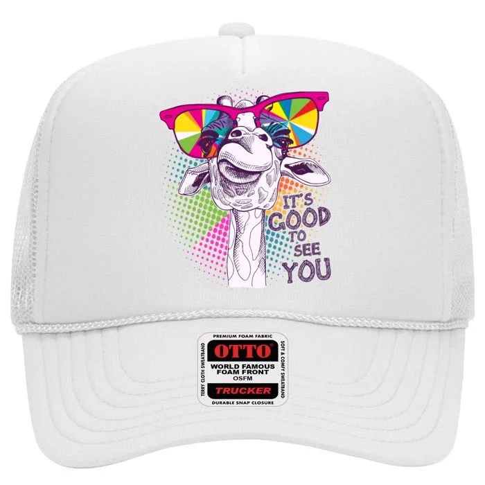 Funny Giraffe It's Good To See You High Crown Mesh Trucker Hat