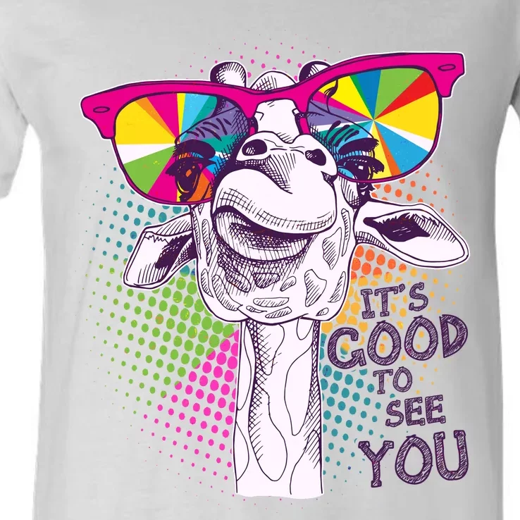 Funny Giraffe It's Good To See You V-Neck T-Shirt