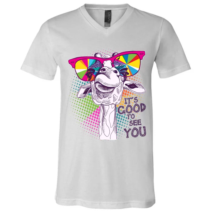 Funny Giraffe It's Good To See You V-Neck T-Shirt