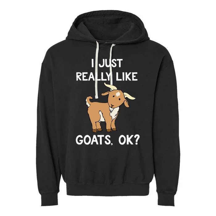 Funny Goat I Just Really Like Goats OK Cute Goat Lover Garment-Dyed Fleece Hoodie