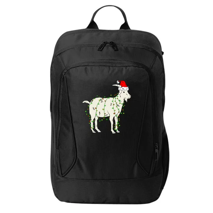 Funny Goat In Tangled Christmas Lights Santa Claus Hat City Backpack