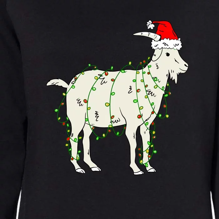 Funny Goat In Tangled Christmas Lights Santa Claus Hat Womens California Wash Sweatshirt