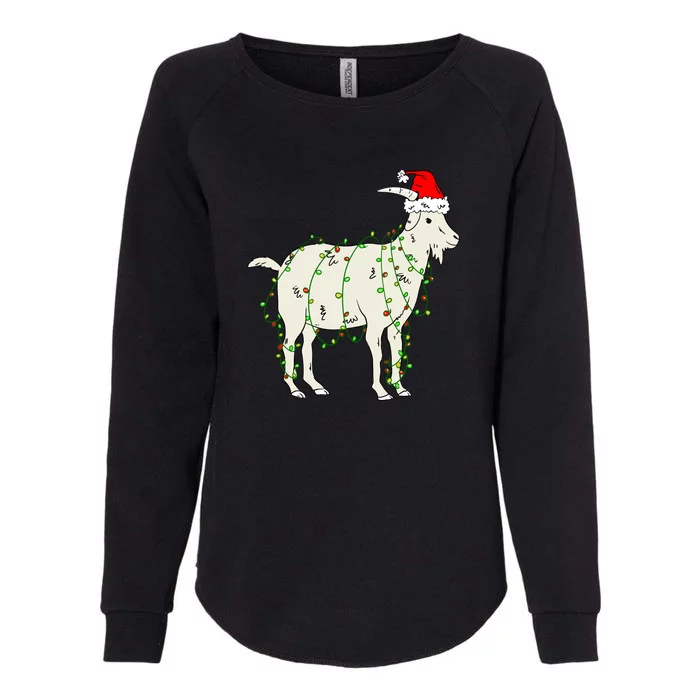 Funny Goat In Tangled Christmas Lights Santa Claus Hat Womens California Wash Sweatshirt