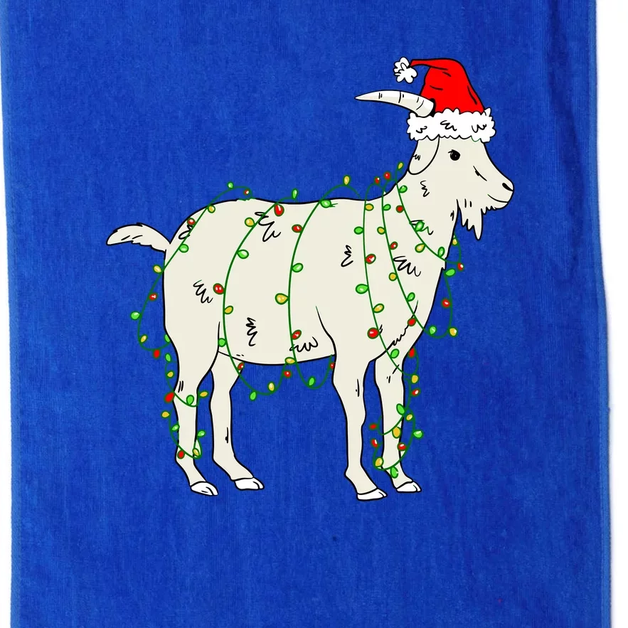 Funny Goat In Tangled Christmas Lights Santa Claus Hat Platinum Collection Golf Towel