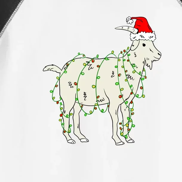 Funny Goat In Tangled Christmas Lights Santa Claus Hat Toddler Fine Jersey T-Shirt