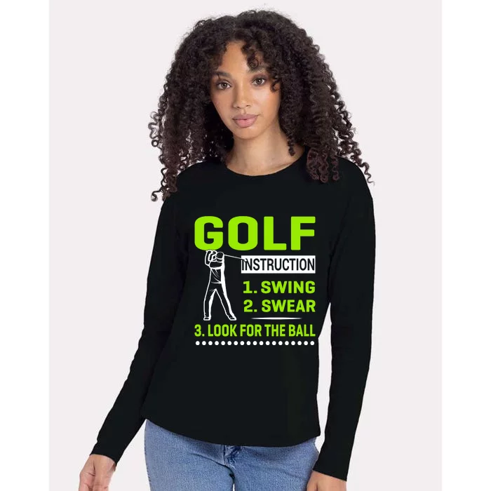 Funny Golf Instructions Womens Cotton Relaxed Long Sleeve T-Shirt