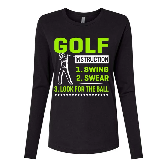 Funny Golf Instructions Womens Cotton Relaxed Long Sleeve T-Shirt