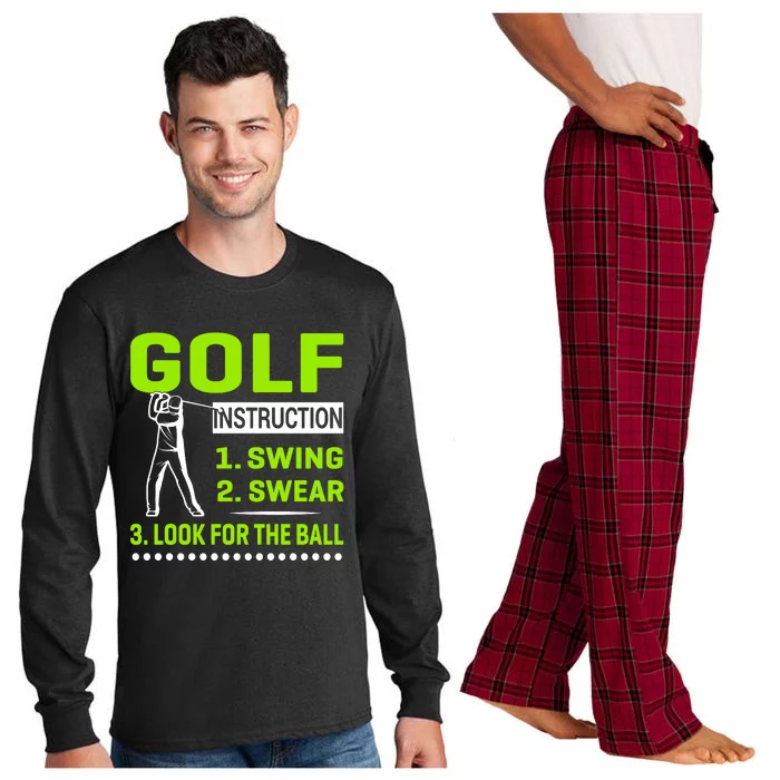 Funny Golf Instructions Long Sleeve Pajama Set