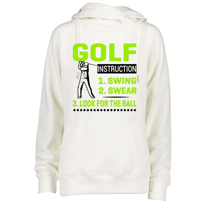 Funny Golf Instructions Womens Funnel Neck Pullover Hood