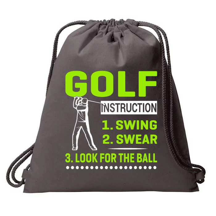 Funny Golf Instructions Drawstring Bag