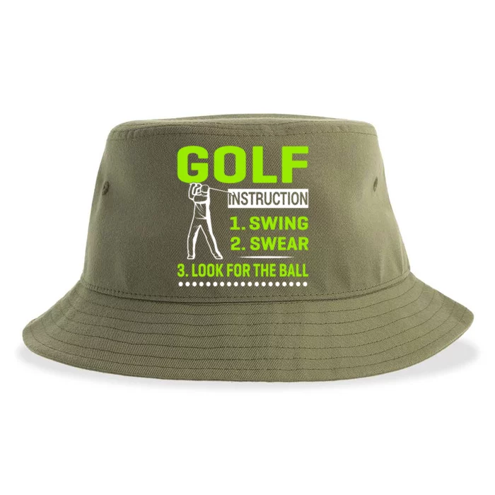 Funny Golf Instructions Sustainable Bucket Hat