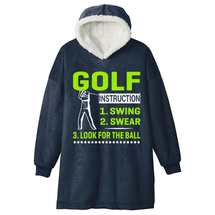 Funny Golf Instructions Hooded Wearable Blanket