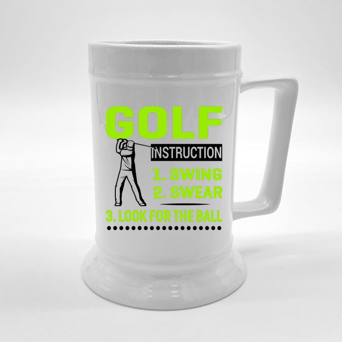 Funny Golf Instructions Front & Back Beer Stein