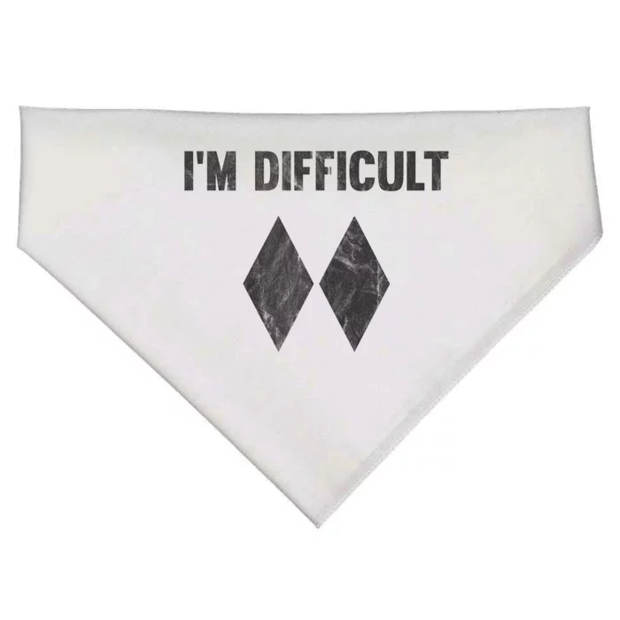 Funny Gift I'm Difficult Double Black Diamond Ski Snowboard Gift USA-Made Doggie Bandana