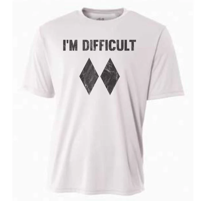 Funny Gift I'm Difficult Double Black Diamond Ski Snowboard Gift Cooling Performance Crew T-Shirt