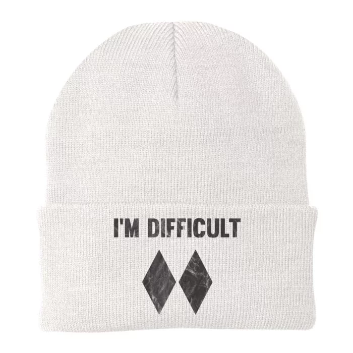 Funny Gift I'm Difficult Double Black Diamond Ski Snowboard Gift Knit Cap Winter Beanie