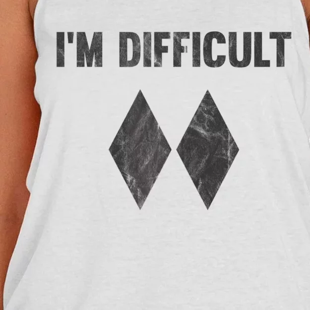 Funny Gift I'm Difficult Double Black Diamond Ski Snowboard Gift Women's Knotted Racerback Tank