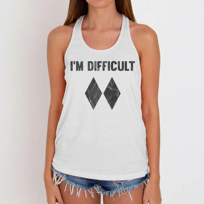 Funny Gift I'm Difficult Double Black Diamond Ski Snowboard Gift Women's Knotted Racerback Tank