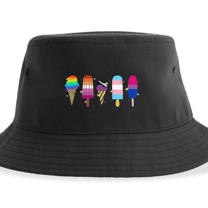 Funny Gay Ice Cream Pride Lgbt Gift Sustainable Bucket Hat