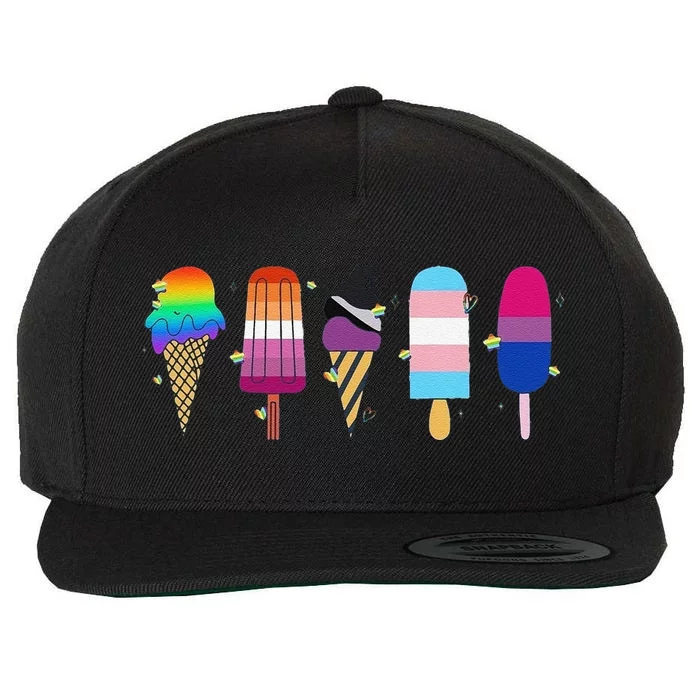 Funny Gay Ice Cream Pride Lgbt Gift Wool Snapback Cap