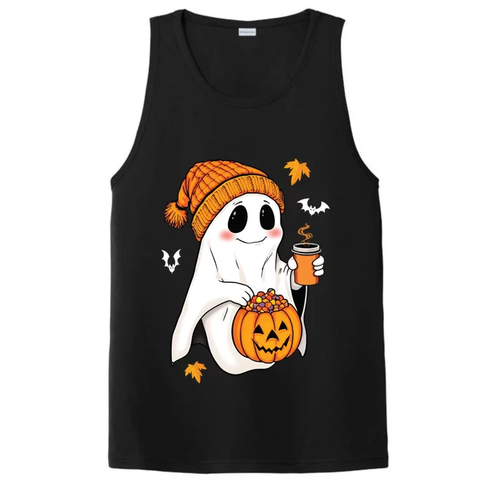 Funny Ghost Ing Coffee Trick Or Treat Pumpkin Bucket Cute Gift Performance Tank