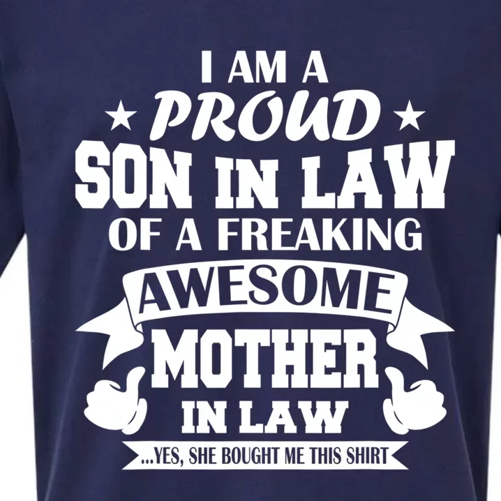 Funny Gift I'm A Proud Son In Law Of A Freaking Awesome Mother In Law Gift Sueded Cloud Jersey T-Shirt