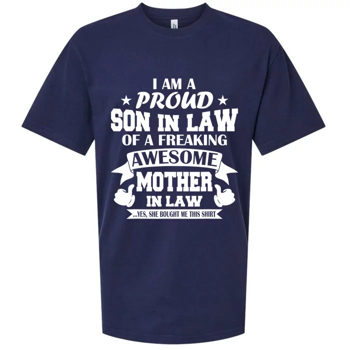 Funny Gift I'm A Proud Son In Law Of A Freaking Awesome Mother In Law Gift Sueded Cloud Jersey T-Shirt