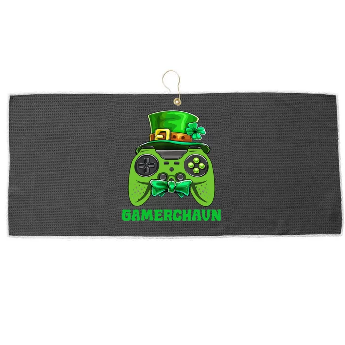 Funny Gamerchaun Irish Gamer St Patrick's Day Large Microfiber Waffle Golf Towel