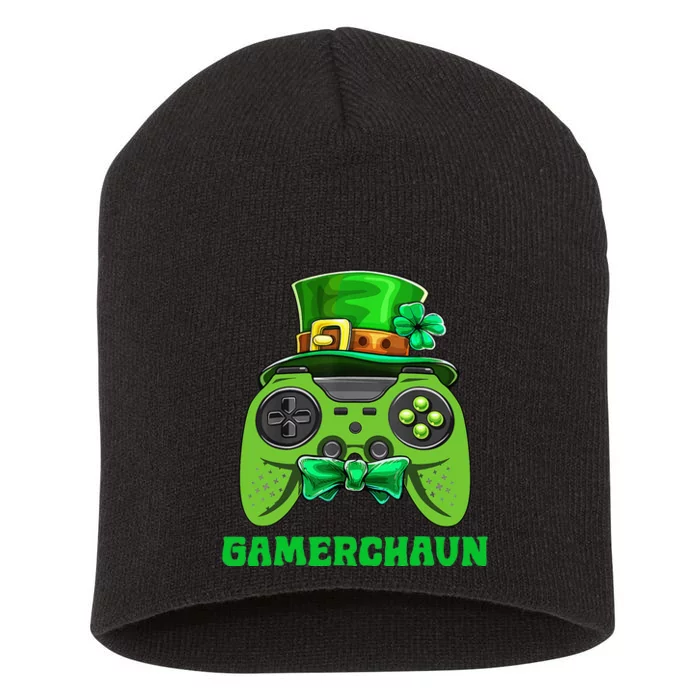 Funny Gamerchaun Irish Gamer St Patrick's Day Short Acrylic Beanie