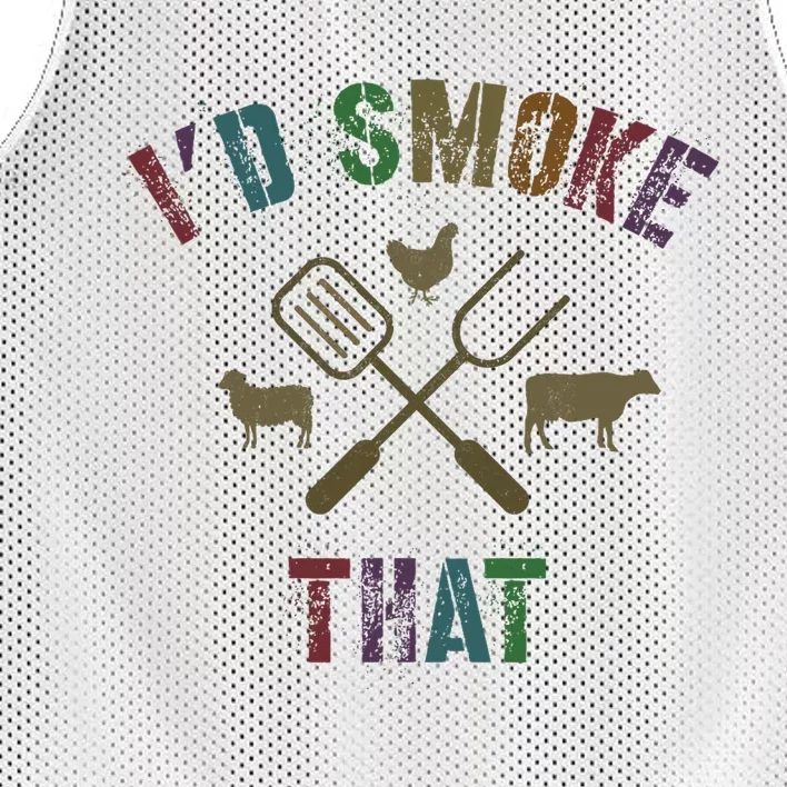 Funny Grilling ID Smoke That Grill Daddy Pit Meat Squad Mesh Reversible Basketball Jersey Tank