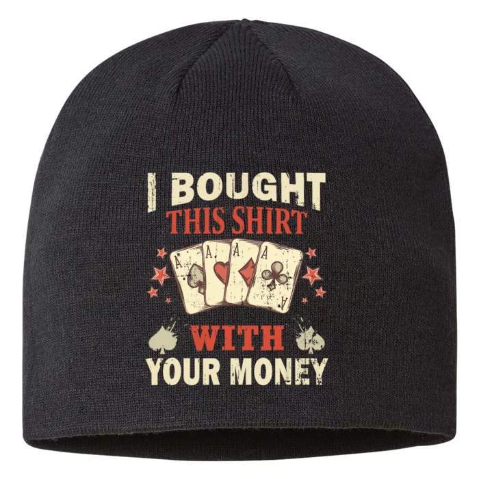 Funny Gambling I Poker Card Player Gaming Icon 8 1/2in Sustainable Knit Beanie