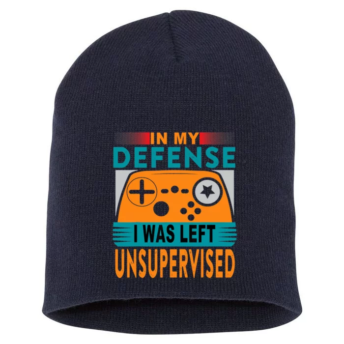 Funny Gamer I Was Left Unsupervised Short Acrylic Beanie